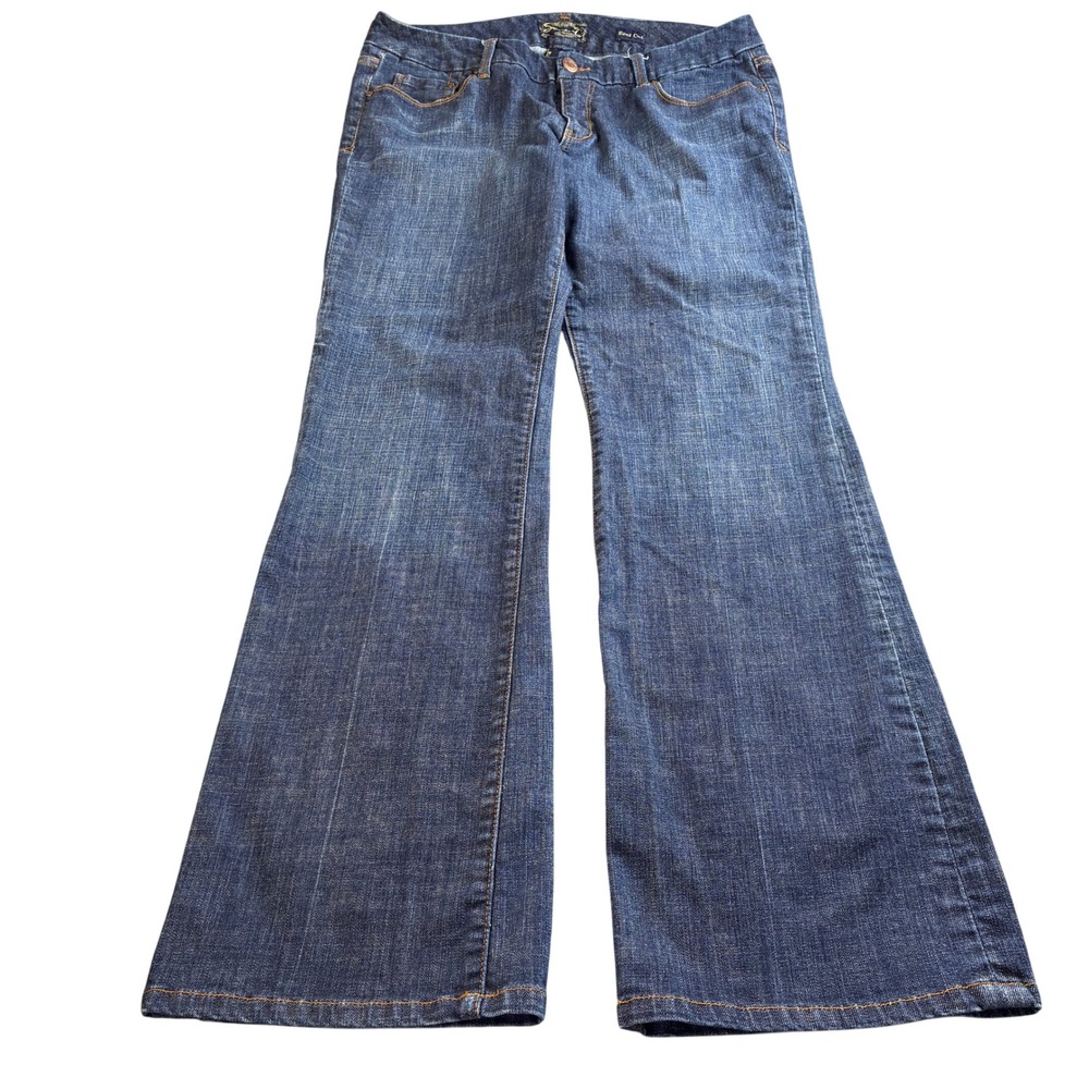 Seven7 Women's Bootcut Jeans Sz32 US 14‎ Med Wash Blue Embroidered Back Pockets